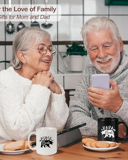 Breezy Valley Mom and Dad Gifts, Parents Gifts for Christmas, Best Mom and Dad Mugs, Anniversary Christmas Gift for Parents, Mama Bear Papa Bear Coffee Mug Set for New Parent 2026
