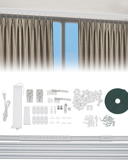 Smart Curtains Track, Automatic Curtain Opener, Electric Curtains with Remote, Motorized Motor, Adjustable Track Length,Remote & App Control, Ceiling or Wall Mounted