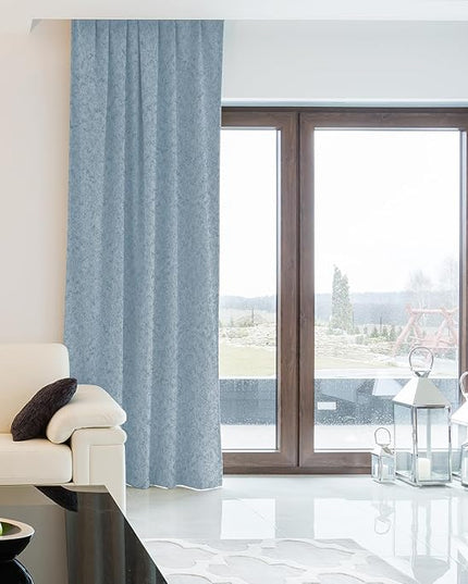 SmartWings Automatic Curtain Opener with Drapery, Motorized Vertical Blinds with Remote, Electric Closet Doors Sliding Panels Compatible with Alexa Google Homekit, 90% Blackout Light Blue