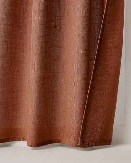 MIULEE Burnt Orange Kitchen Curtains 36 Inch Length 2 Panels, Soft Thick Linen Textured Semi Sheer Light Filtering Short Cafe Tier Curtains for Small Half Window Back Tab Rod Pocket Fall Boho Decor