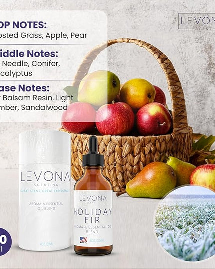 Levona Scent Christmas Essential Oils for Diffuser: Holiday Fir Essential Oil for Diffusers for Home - Essential Oils with Notes of Sandalwood & Amber Oil - Winter Fir and Balsam Fragrance - 120Ml