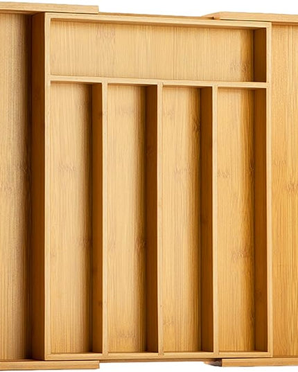 Bellsal Silverware Organizer Kitchen Drawer Organizer Expandable Bamboo Utensil Holder Cutlery Tray for Kitchen Utensil and Flatware Bedroom Office
