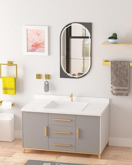 Bathroom Accessory Towel Bar Set: 20 Pieces Gold Bathroom Hardware Square SUS304 Stainless Steel - Wall Mounted Towel Rack&Toilet Paper Holder&Towel Ring and Towel Hook