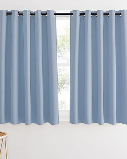 NICETOWN Blackout Curtains 54 Inches Long, Thermal Insulated Room Darkening Curtains for Bedroom, Window Treatment Drapes for Living Room Nursery (W66 x L54 Inch, Vintage Blue, 1 Panel)