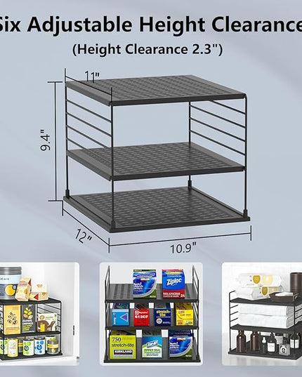 Upgraded Cabinet Organizers and Storage -Divided Compartment Holder for Plastic Bag, Wrap, Foil, Snack and Box for Kitchen and Pantry Organization and Storage, Kitchen Organization(Black)
