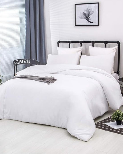 CLOTHKNOW White Twin/Twin XL Comforter Set 3Pcs White Bedding Comforter Sets Soft All Season Bed Comforter with 2 x Pillow Cases