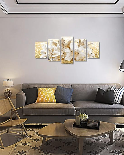 LUDUHU Modern Flower Theme Wall Art - Abstract Orchid Canvas Wall Decor Flower Abstract Painting Still Life Canvas Wall Art for Home Decor (H,Oversize 40x20inch)