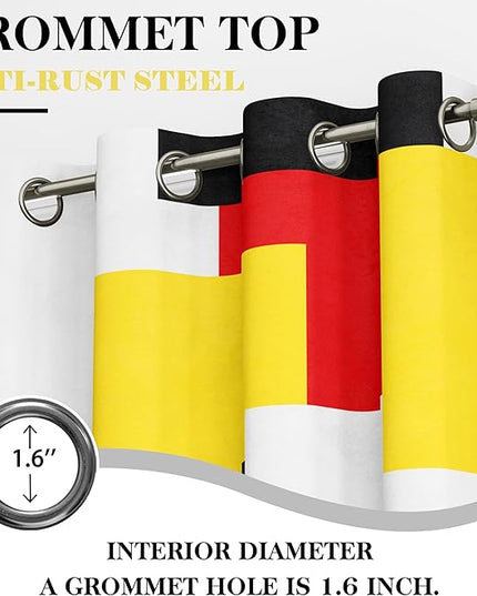 Colorful 100% Blackout Curtains for Bedroom 84 inch Long 2 Panels Set Red Yellow Modern Abstract Geometric Black Out Curtains Insulated Room Darkening Window Drapes for Living Room, 52Wx84L