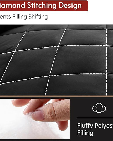 MUXHOMO 7 Pieces King Comforter Set, Reversible Bed in a Bag King Size, All Season Bedding Set with Comforter, Flat Sheet, Fitted Sheet, Pillowcases & Shams, Black & Soot