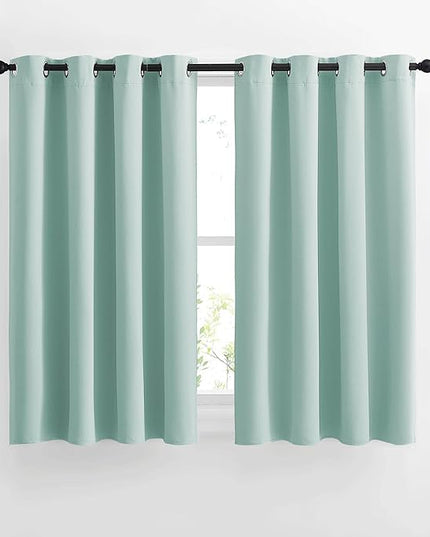 NICETOWN Blackout Curtain Panels Grommet - All Season Eyelet Top Blackout Draperies for Bedroom/Living Room/Glass Door, Aqua Blue, 1 Pair of 52 x 45 inches