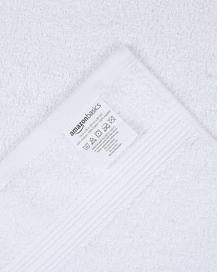 Amazon Basics 6 Piece hand towels for bathroom, Fade Resistant 100% Cotton Hand Towels, soft absorbent bathroom hand towels 6 - Pack (26''x16''), White