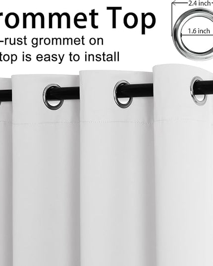JIUZHEN Short Curtains Kitchen Half Window Blackout Curtains with Tiebacks for Baseroom Shadows, Grommet Curtains for Living Room, Set of 2 Window Curtain Panels, 52 x 30 Inch Length，Greyish White