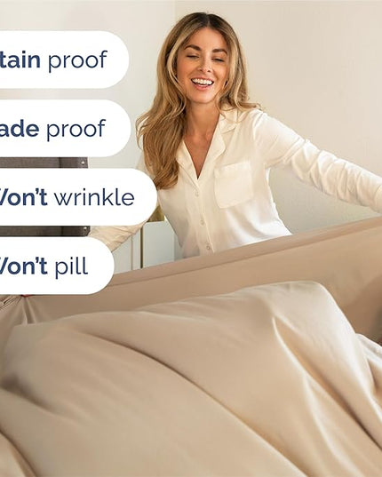 King Size 4 Piece Sheet Set - Comfy Breathable & Cooling Bed Sheets Set - Hotel Luxury Bedding for Women, Men, Kids & Teens - Deep Pockets, Easy Secure Fit, Soft and Wrinkle Free - Oeko-Tex - Cream
