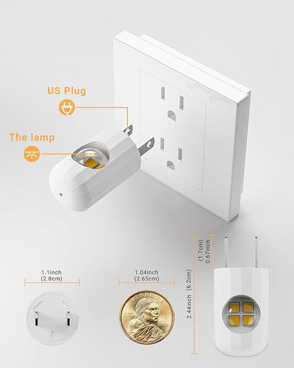 GEPLAD 6-Pack LED Night Light Plug-in Wall Outlet Light, Soft White 3000K,Dusk to Dawn Nightlight,Ambient Lighting,Nightlight for Bedroom, Bathroom, Nursery, Hallway, Kitchen