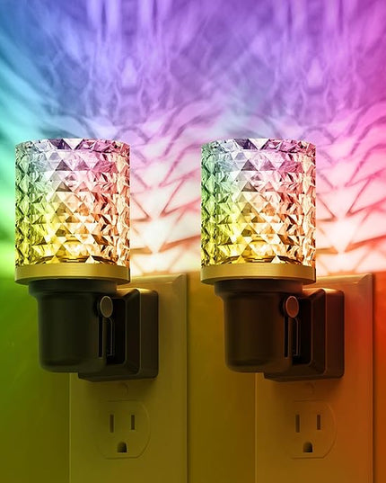 L LOHAS LED Night Light, 2 Pack Dimmable Night Lights Plug into Wall, Color Changing Nightlight RGB with Auto Light Sensor, 0-100LM Adjustable Brightness LED Night Light