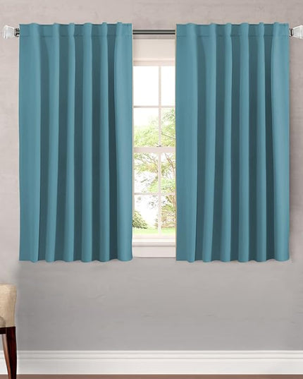 H.VERSAILTEX Blackout Curtains Thermal Insulated Window Treatment Panels Room Darkening Blackout Drapes for Living Room Back Tab/Rod Pocket Bedroom Draperies (2 Panels, Storm Blue, 52 x 45 Inch)