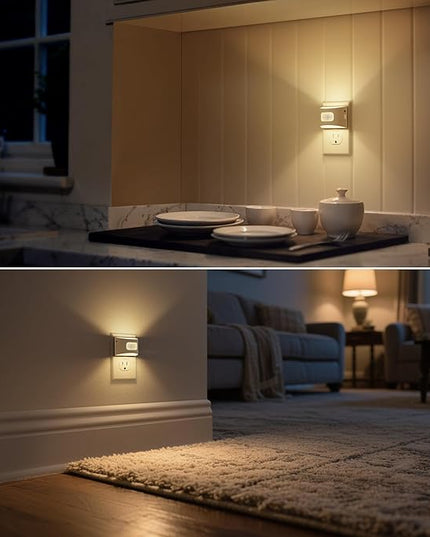 DORESshop LED Night Light[2 Pack], Night Lights Plug into Wall, 3 Mode Plug in Night Light with Motion Sensor, Dusk to Dawn Sensor, Nightlights for Adults, Bedroom, Bathroom, Hallway, White Cover