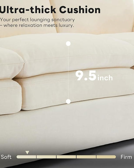 Tbfit Modern Loveseat Couch, 68" Cloud Sofa Spring Seat Cushion, Comfy 2-Seater Love Seat with Pillows, Chenille Removable Cover, Soft Upholstered Living Room Furniture Home Apartment, Beige