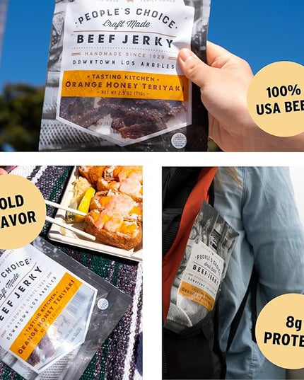 People’s Choice Beef Jerky – Tasting Kitchen – Orange Honey Teriyaki – Sweet & Savory – 8g Protein – Made in USA – 1 Pound (16 oz) Bag