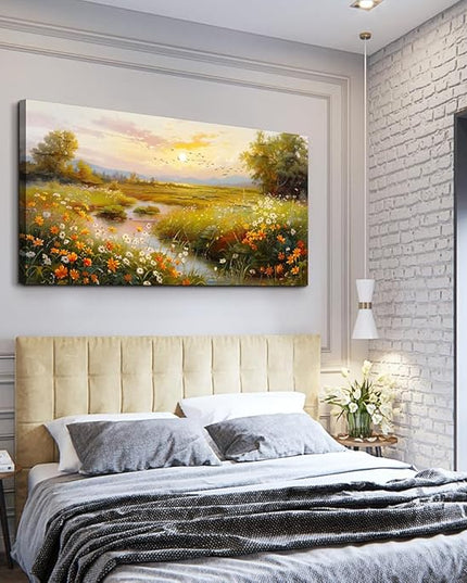 ERQINHUA Large Canvas Wall Decor For Living Room Wall Art For Bedroom Flower landscape Watercolour Painting Office Farmhouse Mural Countryside Sunrise Scenery Wall Picture Artwork Home Decor30 X60