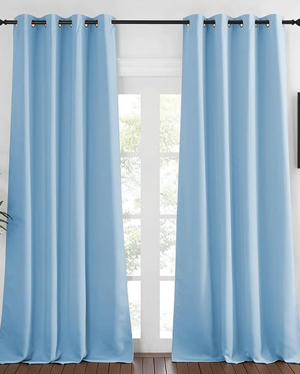 NICETOWN Blackout Room Darkening Window Curtain - Thermal Insulated Solid Grommet Blackout Patio Door Curtain/Drape for Living Room (Blue, 1 Panel, 52 by 95-inch)