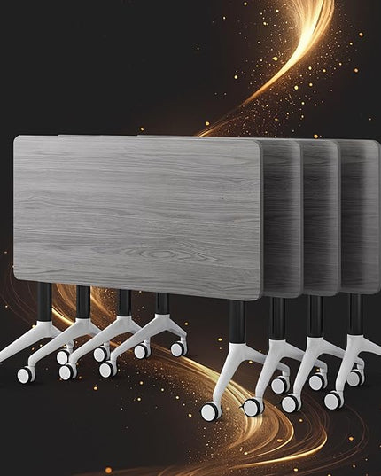 Conference Table, Folding Conference Room Tables, Modern Flip Top Seminar Training Meeting Table with Wheels, Modular Foldable Conference Tables for Home Office Classr (Gray 4 Pack 70.8inch)