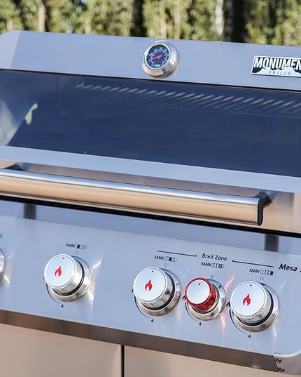 Monument Grills 4+1 Outdoor Barbecue Stainless Steel Propane Gas Grill, 4 Burners & 1 Side Burner 62,000 BTU Patio Garden Barbecue Grill with Knob Controls, Mesa415BZ