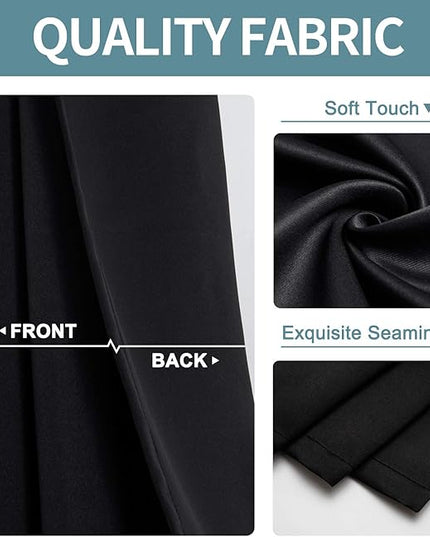 ChrisDowa Small Window Curtains for Kitchen and Bedroom - Grommet Short Thermal Insulated Room Darkening Curtains (2 Panels, Black, 34 x 36 Inch)