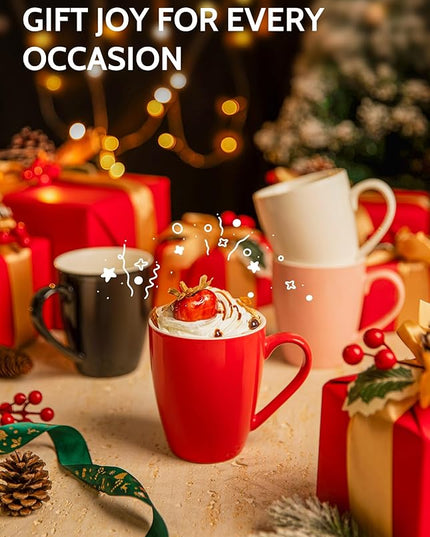 Sweese Porcelain Coffee Mugs - 16 Ounce (Top to the Rim) for Coffee, Latte, Tea, Cocoa, Set of 4, Black