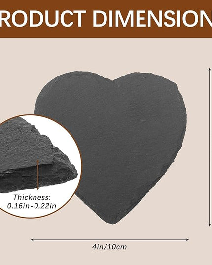 48 PCS Slate Drink Coasters Bulk,4 Inch Black Slate Stone Coasters for Office, Home Decor,Laser Engraving Blanks with Anti-Scratch Bottoms for Coffee Bar Kitchen(Heart)