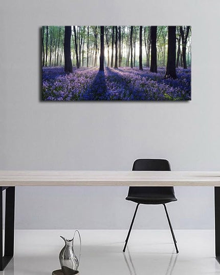 Forests Canvas Wall Art Woods Sunset Purple Lavender Large Green Trees Scenery Nature Picture Prints Modern Canvas Artwork Contemporary Wall Art for Bedroom Living Room Home Office Wall Decor 20" x 40"