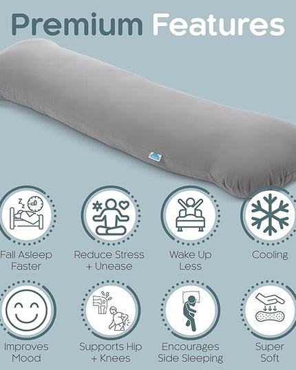 Weighted Body Pillow 6.5lbs - Weighted Pillow for Deeper Sleep (41" x 10") - Cooling Body Pillows for Adults, Full Body Pillow for Sleeping, Side Sleeper Body Pillow with Cover