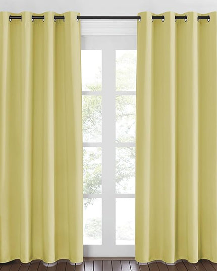 NICETOWN Blackout Curtains 84 Inch Length, Thermal Insulated Room Darkening Drapes Grommet Window Covering for Living Room Bedroom (W52 x L84 Inch, 1 Panel, Paler Yellow)