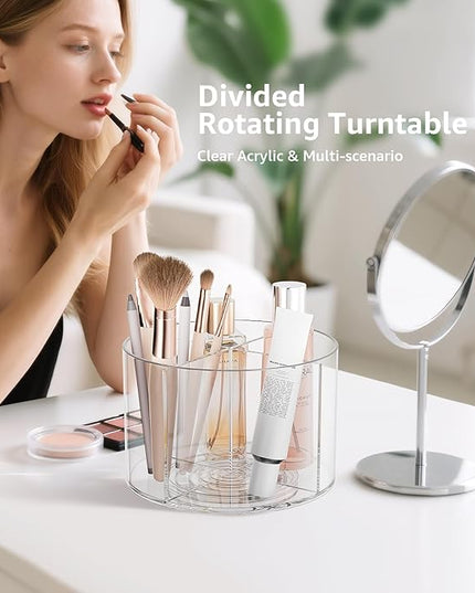 2-Pack Rotating Drink Mix Organizer, Spinning Drink Packet Holder, Clear Lazy Susan Turntable for Powdered Mixes, Divided Drink Storage Organizer