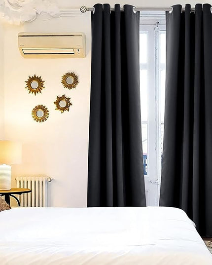 BGment Blackout Curtains for Bedroom - Grommet Thermal Insulated Room Darkening Curtains for Living Room, Set of 2 Panels, Each 55 x 96 Inch, Black