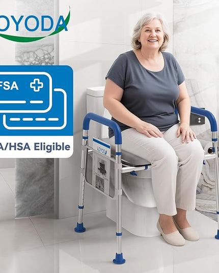 Toilet Seat Risers for Seniors, Removable Padded Raised Toilet Seat with Handles, Easy to Clean Adjustable Height Toilet Riser, Handicap Elevated Seat 400lb, Fits Any Toilet