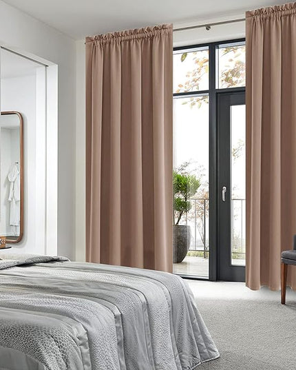 DWCN Blackout Curtains Room Darkening Thermal Insulated Bedroom Curtains Window Curtain Panels, 52 x 84 inches Long, Set of 2 Khaki Rod Pocket Drapes