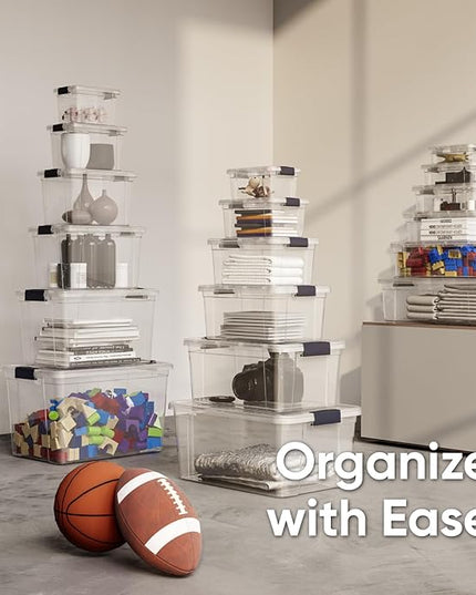 Superio Clear Storage Boxes with Lids, 11 Quart Plastic Container Bins for Organizing, Stackable Crates, BPA Free, Non Toxic, Odor Free, Organizers for Home, Office and Dorm, 6 Pack