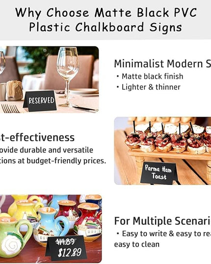 PigPotParty 4"x3" Mini Chalkboard Signs for Food, 12 Pcs Food Signs for Party Buffet, Small Chalk Board Food Labels, Table Place Cards, Wedding - Bakery - Birthday, Includes 2 Wet Erase Markers