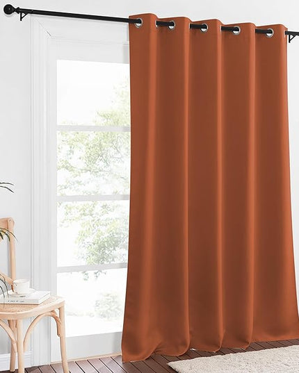 NICETOWN Blackout Curtain Drape for Bedroom - Light Reducing Thermal Insulated Solid Grommet Room Darkening Window Curtain 90 inches Long for Living Room (Burnt Orange, 1 Piece, W66 x L90)