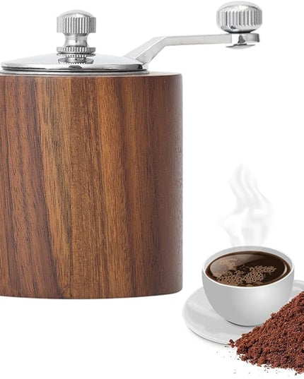 Manual Pepper Grinder – 7.8x5.8x5.8cm Wood Stainless Steel Adjustable Mill, Quick Grind Tool | Perfect for Kitchen Cooking Seasoning, Sesame Cumin Coffee Beans Grinding, Dining Table Culinary