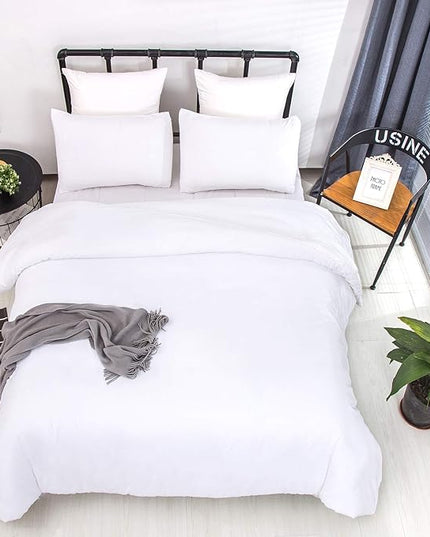 CLOTHKNOW White King Size Comforter Set 3Pcs White Bedding Comforter Sets Soft All Season Men Women Comforter Sets with 2 x Pillow Cases