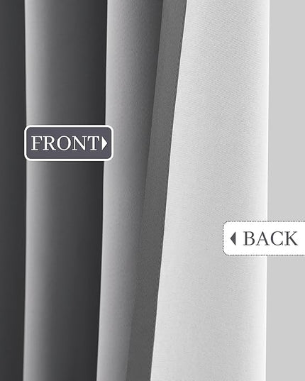 Yakamok Grey Room Darkening 100% Blackout Curtains Grommet Window Treatments with 2 Thick Layers-Gray Thermal Insulated Drapes Set of 2 Panels for Bedroom Living Room 38 Inches by 84 Inches Length