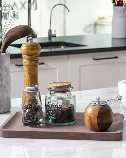 Marble Vanity Tray, 11.8in Sandstone Bathroom Kitchen Tray for Countertop, Decorative Dresser Organizer, Perfume Storage, Jewelry Holder, Brown Stone Gift for Man