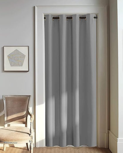 NICETOWN Blackout Silver Grey Doorway Curtain - Solid Thermal Insulated Grommet Room Darkening Privacy Window Drape Sound Dampening for Bedroom/Living Room (W46 x L80, 1 Panel)