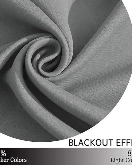 Yakamok 84 Inch Length Grey Blackout Curtains for Bedroom, Thermal Insulated Room Darkening Grommet Top Window Drapes for Living Room,42W x 84L,2 Panels