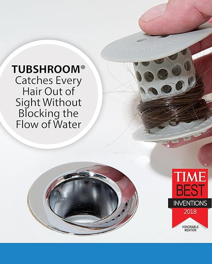 TubShroom the Revolutionary Tub Drain Protector Hair Catcher/Strainer/Snare, Gray (TSGRA454)