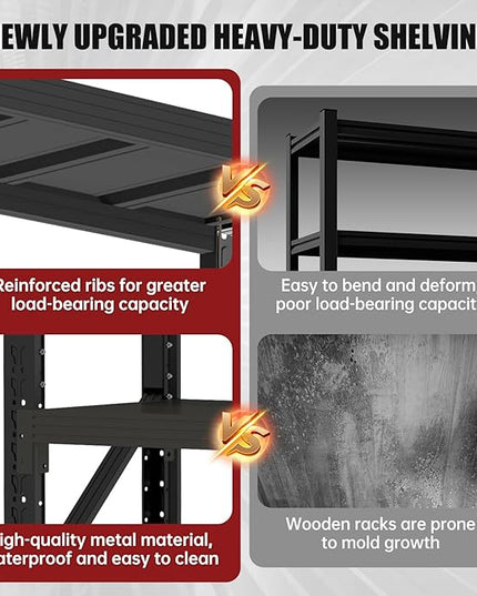 60" W Storage Shelves Heavy Duty, 4 Tier Metal Garage Shelving Units, 5000LBS Heavy Duty Adjustable Shelf, Garage Storage Rack, Industrial Shelving for Shop, Warehouse,60" W x 24" D x 79" H