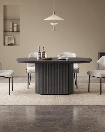 Guyii 5-Piece Oval Dining Table Set, 62.99" Modern Kitchen Table with 4 Chairs, Indoor Rectangular Dining Room Table for Kitchen, Living Room, Black