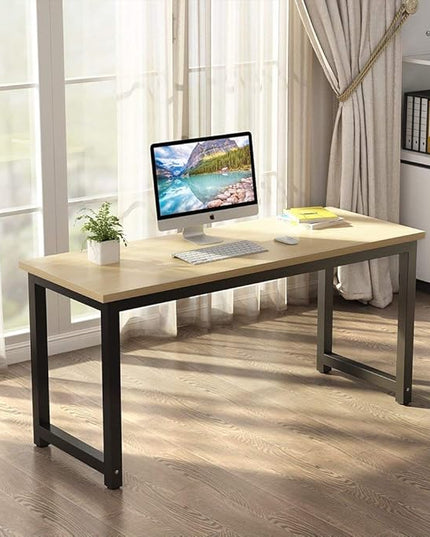 Tribesigns Computer Desk, Large Office Desk Computer Table Study Writing Desk for Home Office, Walnut + Black Leg, 63 X 23.6 inch